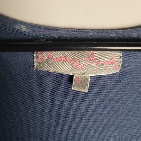 Pretty Angel Blue Floral Accents Sleeveless Blouse Sz L Cottage Core - Picture 3 of 3